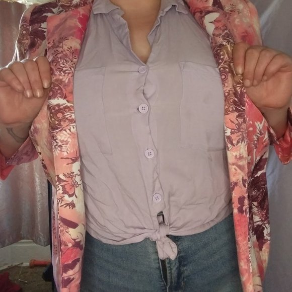 ALIA PLUS PINK FLORAL GEOMETRIC PRINT CASUAL - Picture 7 of 8